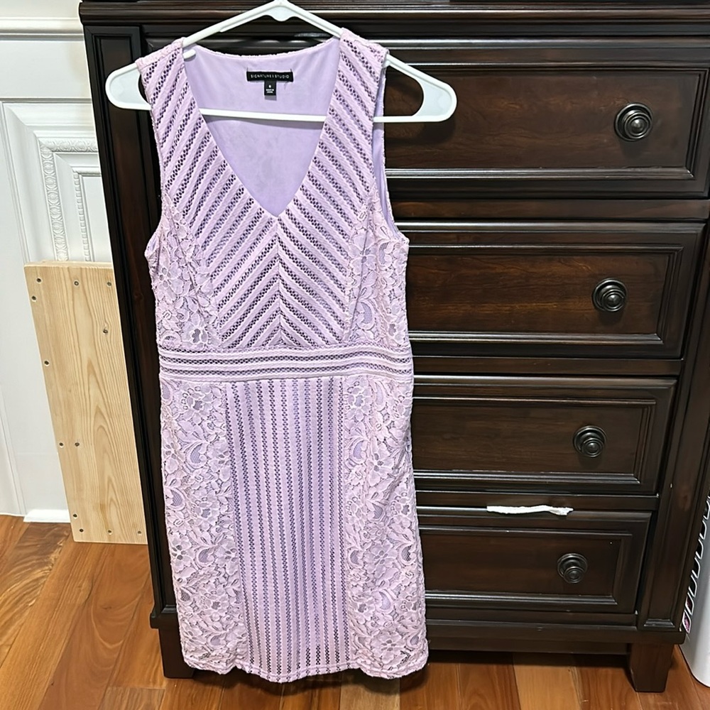 Lace dress lavender size 6 signature studio